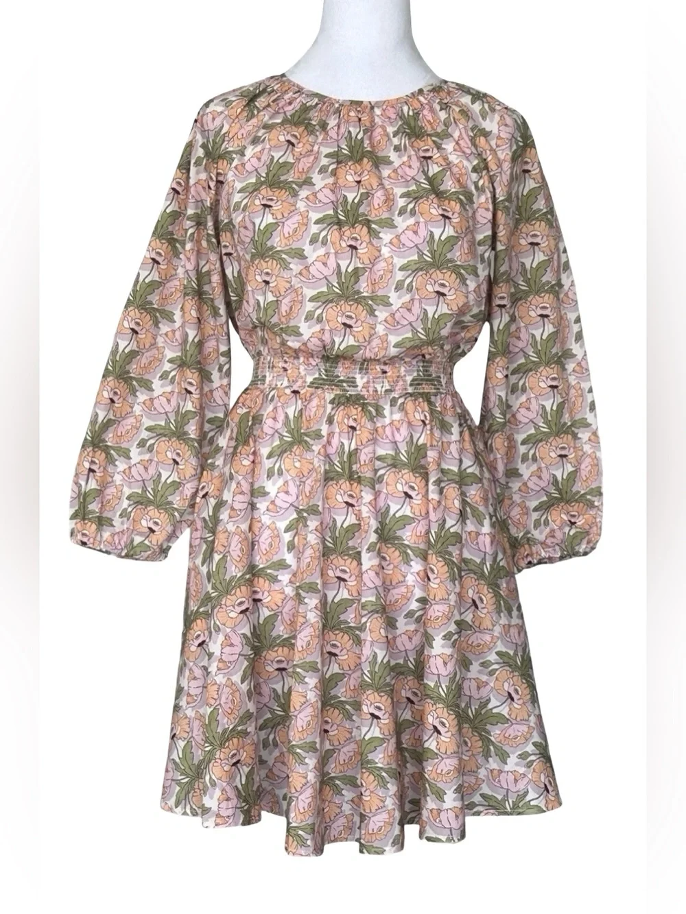 J.Crew Liberty Fabric Floral SmockedMini Dress XXS XS S Long Sleeve Cottagecore